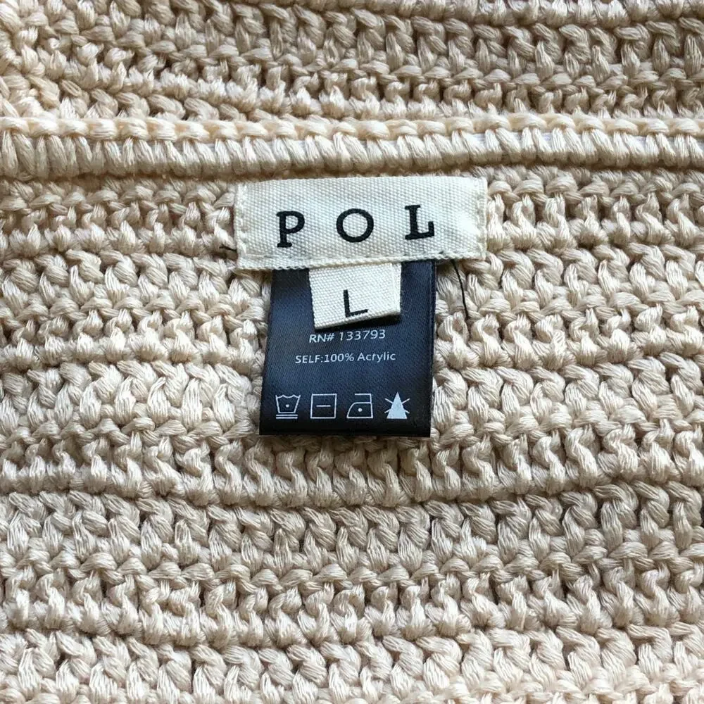 POL Crochet Tassel Bloomer Shorts Beige Boho Cottagecore Lounge Wear Size Large